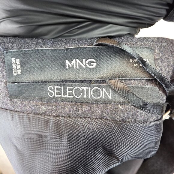 MNG Mango Selection Skirt Womens Large Charcoal Wool Blend Mini Lined Side Zip - Picture 7 of 10